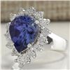 Image 2 : 5.10 CTW Natural Tanzanite And Diamond Ring 14K Solid White Gold