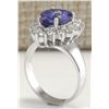 Image 3 : 5.10 CTW Natural Tanzanite And Diamond Ring 14K Solid White Gold