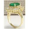 Image 3 : 6.11CTW Natural Emerald And Diamond Ring 14K Solid Yellow Gold