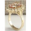 Image 3 : 5.56CTW Natural Morganite And Diamond Ring 14K Solid Yellow Gold
