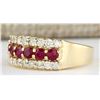 Image 2 : 1.60 CTW Natural Ruby And Diamond Ring In 14k Yellow Gold