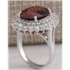 Image 3 : 11.01CTW Natural Hessonite Garnet And Diamond Ring 14K Solid White Gold