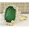 Image 2 : 6.69 CTW Natural Emerald And Diamond Ring In 14k Yellow Gold