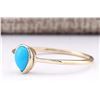 Image 2 : .40 CTW Natural Turquoise Ring In 14k Yellow Gold