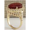 Image 3 : 11.93CTW Natural Fire Opal And Diamond Ring 14K Solid Yellow Gold