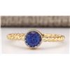 Image 1 : 1.00 CTW Natural Blue Tanzanite Ring 14k Solid Yellow Gold