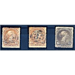 Canada #27a (2), #27f F-VF, F used.