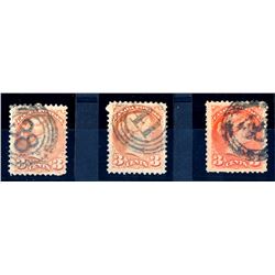 Canada #37 (2), #41 with rare 4 ring Numeral cancels.