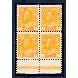 Canada #105 lathework block Type C F-VF NH.