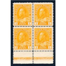Canada #105 lathework block Type C F-VF NH.
