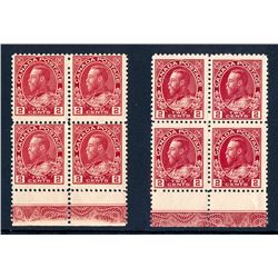 Canada #106 (2) lathework blocks Type B fine NH.