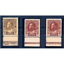 Canada #108c, 114b (2) lathework singles.