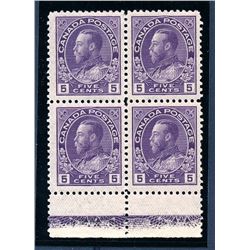 Canada #112a lathework block Type D-Inv VF NH/LH.