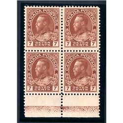 Canada #114 lathework block Type D F-VF mint.