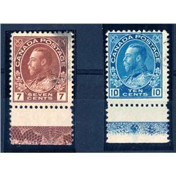 Canada #114, 117 lathework singles fine used.