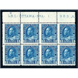 Canada #115 plate block of eight.