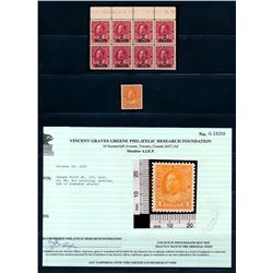 Canada #122 single and #140 plate block of 8 F-VF mint.