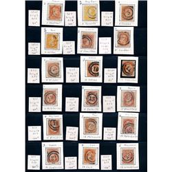 Canada 3¢ Small Queen collection of 2 ring Numeral cancels.