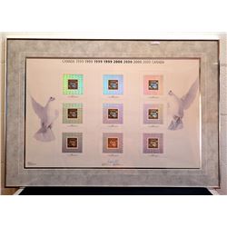 Canada #1812ii signed uncut press sheet, framed.