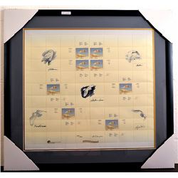 Quebec Wildlife Habitat signed uncut sheet, framed.