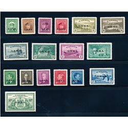 Canada #O1-15A, CO1, CO2 VF never hinged.