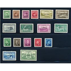 Canada #O1-15A, CO1, EO1 VF mint NH, lightly hinged.