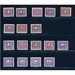 Canada #J1-14, J1a, J2a, J4c mint H/NH sets plus varieties