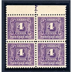 Canada #J8 plate block VF NH.