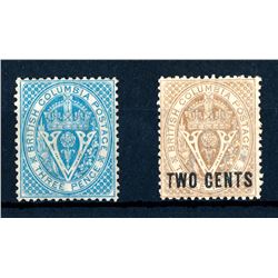 British Columbia #7a & #8 VF, fine unused.