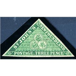 Newfoundland #3 VF mint hinged.
