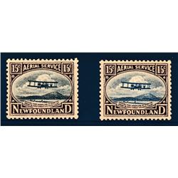 Newfoundland Walsh #TE2a, TE3a VF, F-VF unused.