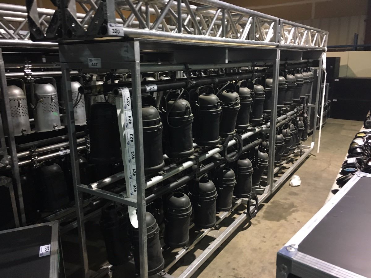 MOBILE LIGHTING/MEAT RACK, 6' HIGH X 7.5' LONG X 2' DEEP