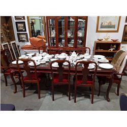 12 PC SOLID ROSEWOOD DINING TABLE AND CHAIRS