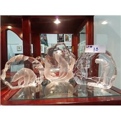 3 FIGURAL CRYSTAL PAPERWEIGHTS INCLUDING MATS JONASSON