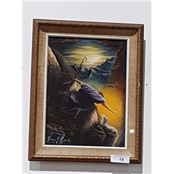 ORIGINAL OIL ON CANVAS "THE LOST SHEEP" ARTIST SIGNED