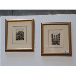 PAIR OF SIGNED HAND TINTED PRINTS