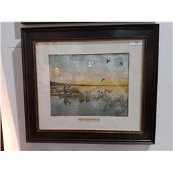 EARLY HAND COLOURED PRINT TITLED MAKING A DOUBLE 30.5" X 27"