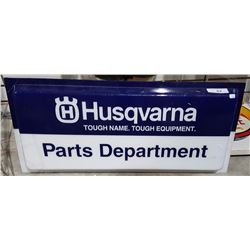 HUSQVARNA PARTS DEPARTMENT PLASTIC SIGN (FRONT LENS FOR LIGHT UP SIGN) 30.5" X 13.75"