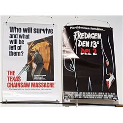 TEXAS CHAINSAW MASSACRE & FRIDAY 13TH 2 GERMAN MOVIE POSTERS
