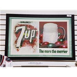ORIGINAL FRAMED 7UP CARDBOARD ADVERTISEMENT 1967 26.5" X 39.5"