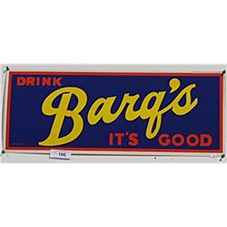 1950'S BARQ'S ROOTBEER CARDBOARD ADVERTISEMENT APPROX. 10" X 24"