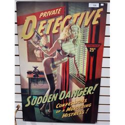 TIN SIGN TITLED PRIVATE DETECTIVE 24" X 36"
