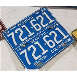 PAIR BC 1969 LICENSE PLATES