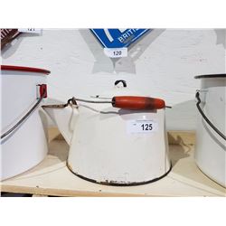 ENAMEL KETTLE W/LID WOOD HANDLE
