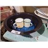Image 1 : 5 PCS ENAMEL WARE BOWL, 2 PLATES, & 2 MUGS