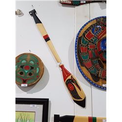 ORIGINAL NATIVE CARVED LOON PADDLE SIGNED LAWRENCE ANDREWS 54"
