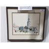 Image 1 : WATERCOLOUR AND PEN ON PAPER TITLED TRAFALGAR SQUARE BY JACK HAMBLETON (LISTED CANADIAN ARTIST) 24.5