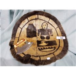 ESKIMO TANNED SEALSKIN PICTURE W/CARVING KNIFE