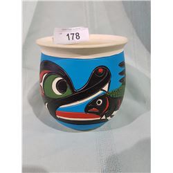 NATIVE POTTERY SEAL & SALMON BY STEWART JACOBS COAST SALISH