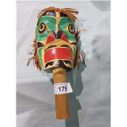 SIGNED JIMMY JOSEPH MASK RATTLE KWAKIUTL ALERT BAY